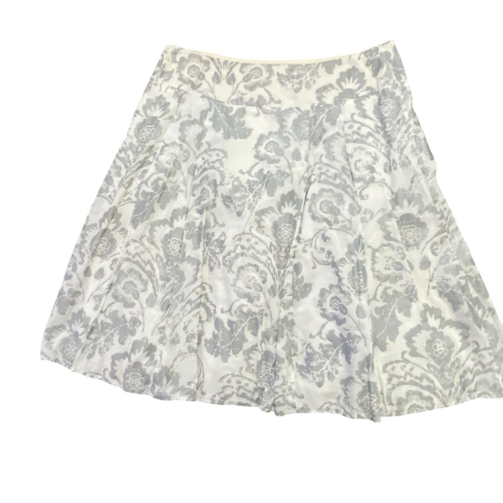 LOFT Cotton White/Silver Floral A-Line Lightweight Skirt size 6 -0647